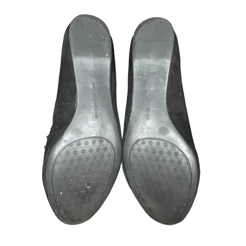 Antonio‎ Melani Black Suede Studded Smoking Loafers Flats Womens Size 8M Edgy